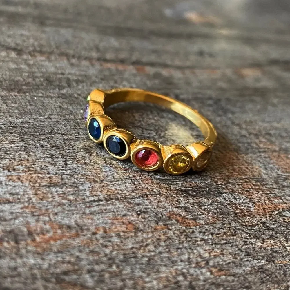 NEW Gold Mixed Gemstone Statement Ring